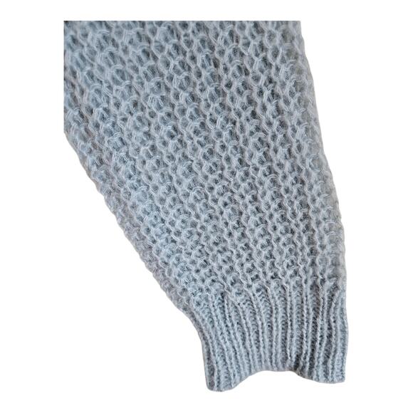 SUNDANCE Women's L Tunic Sweater Slate Blue Open Weave Mohair Lambswool Soft 46" - Picture 5 of 8
